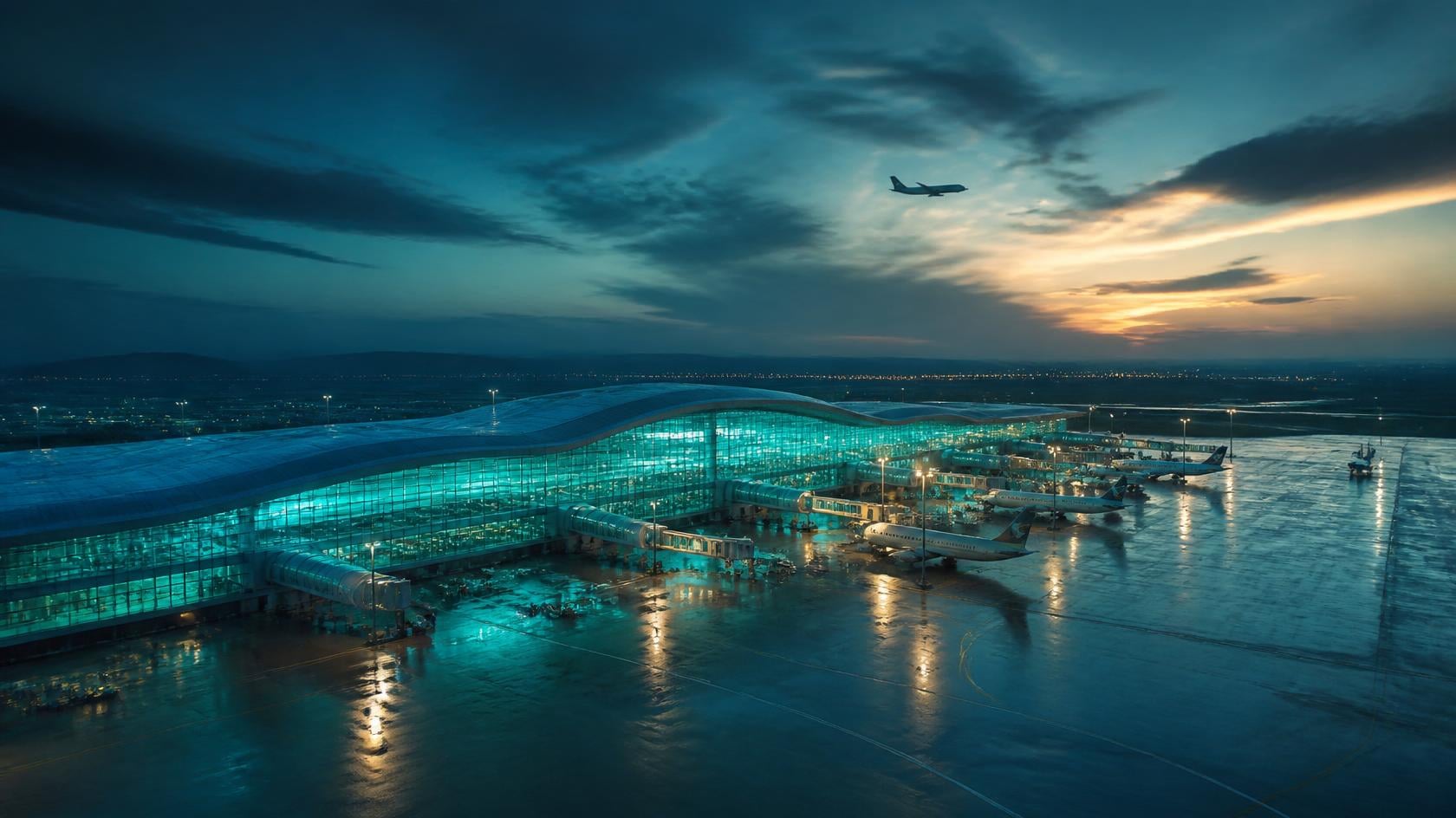 A modern airport terminal.