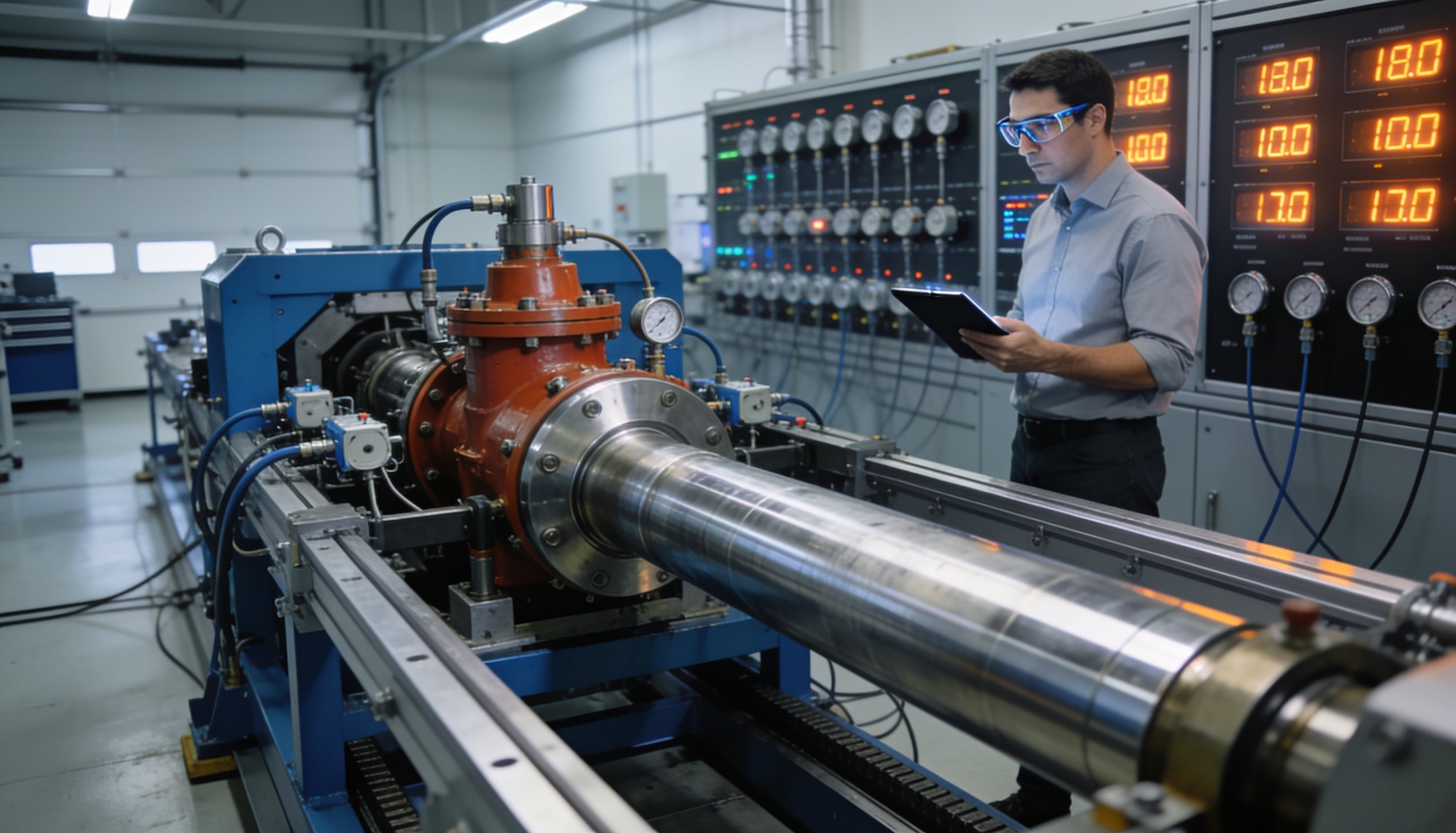 A guy in a hydraulics testing laboratory.