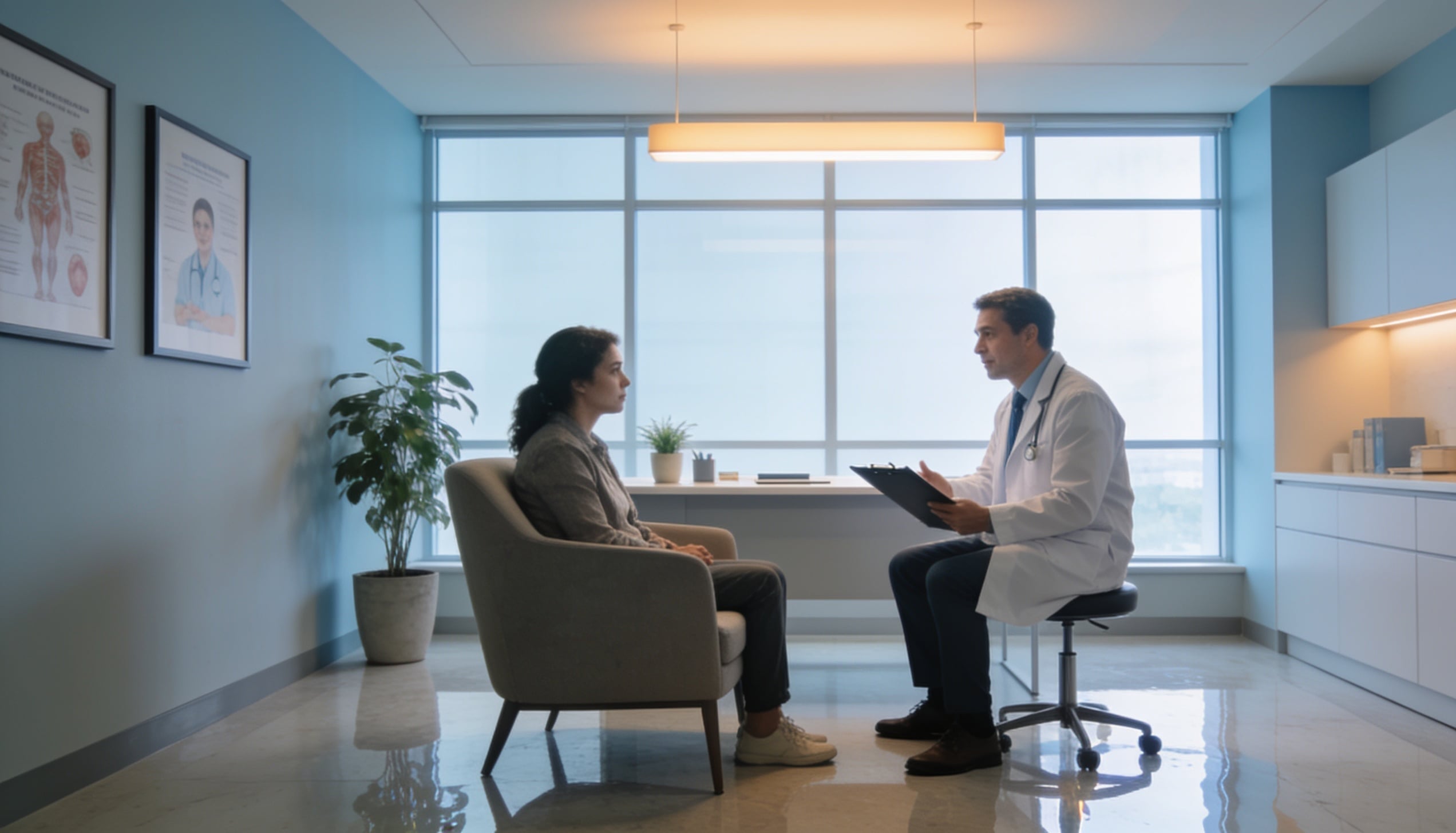 A doctor giving a consultation to a patient.