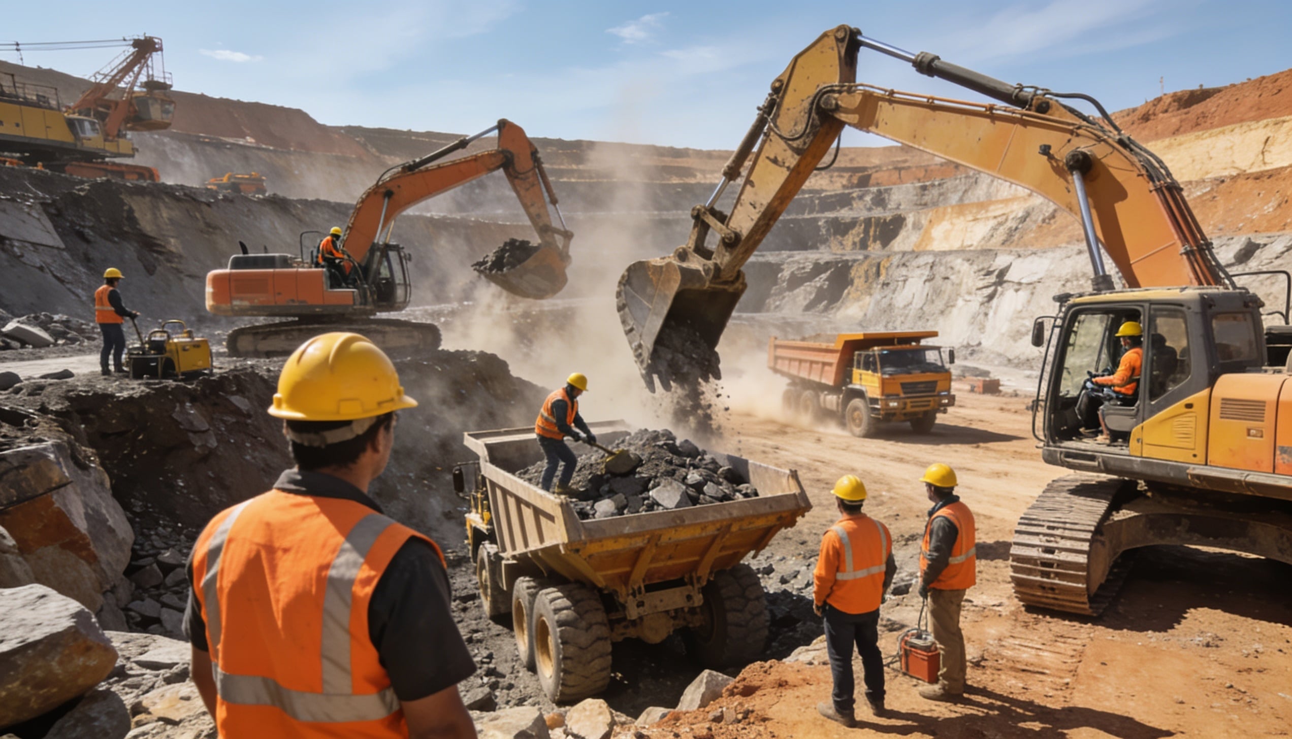 A group of people working in a mining company.
