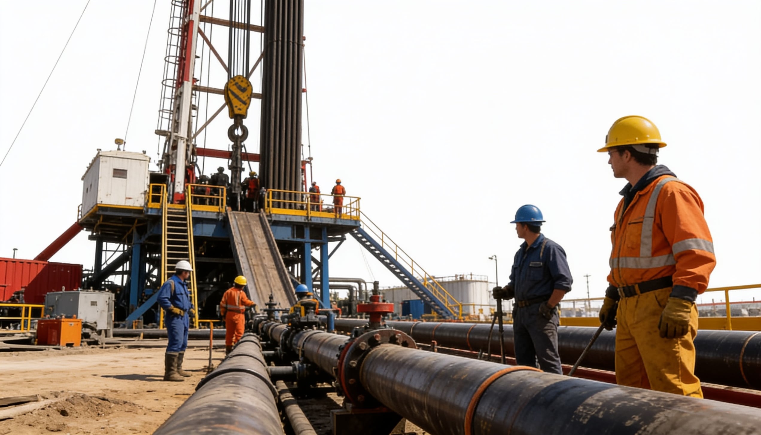 An oil company with people working.
