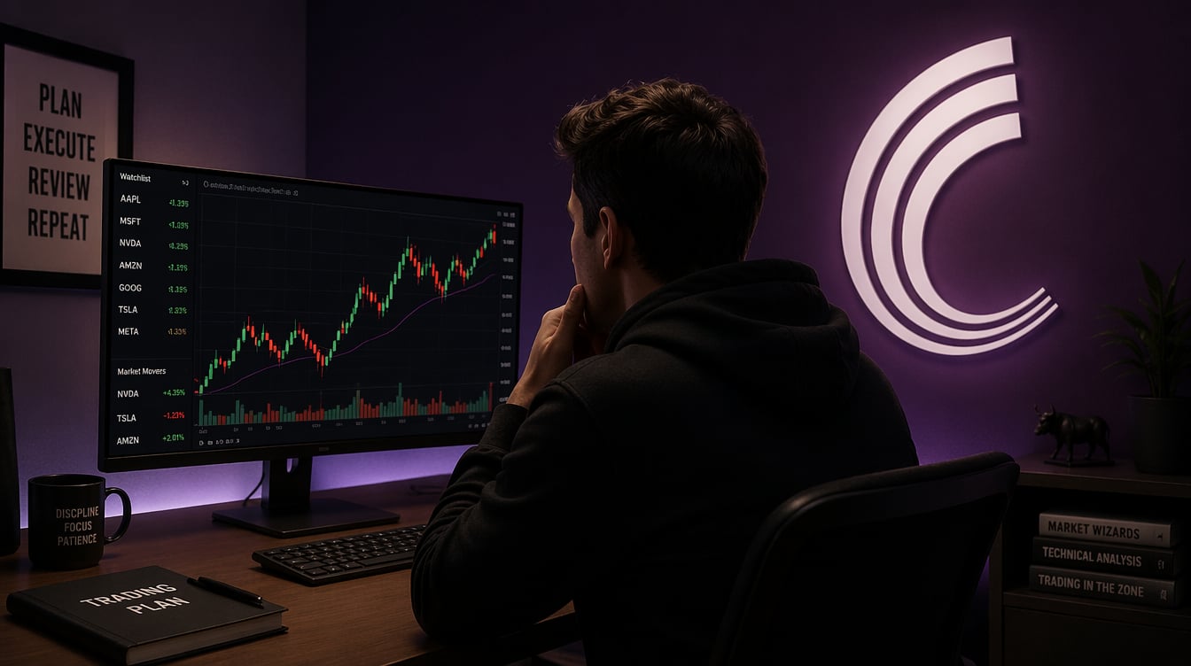 human looking at the stock chart