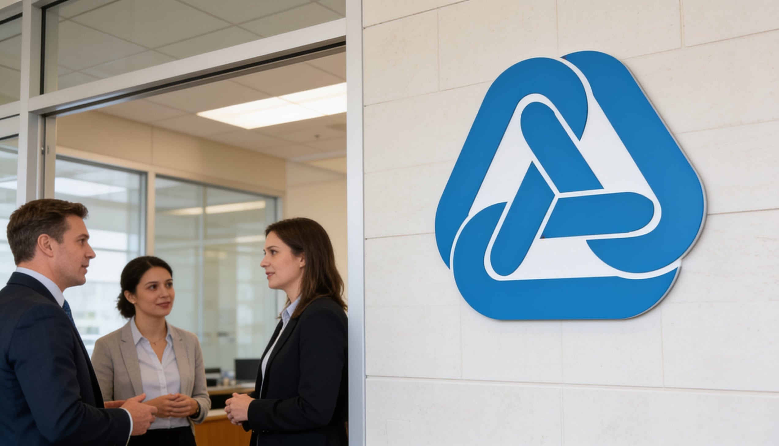 insurance agents talking inside QBE headquarter